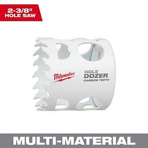 Milwaukee 49-56-0726 Hole Dozer Saw, 2-3/8 in Dia, 1.62 in D Cutting, 4 TPI, Carbide Edge