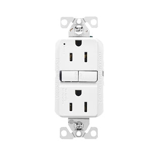 Eaton GF15W-WP GFCI Receptacle, 125V, 15A, NEMA 5-15R, Back/Side Wiring, White
