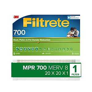 Filtrete Pleated Air Filter, 20" x 20", MERV 8, 700 MPR, Fiberglass Frame (702-4)