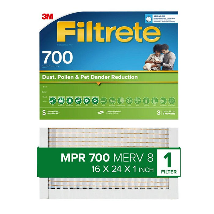 Filtrete 725-4 Air Filter, 24 in L x 16 in W, 8 MERV, 700 MPR