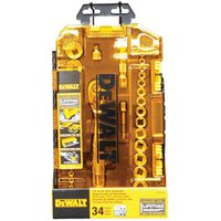 DEWALT DWMT73804 Socket Set, 34-Piece, Chrome Vanadium, Polished Chrome Vanadium Socket Set