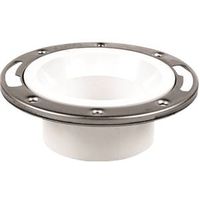Oatey Closet Flange, 3 or 4 in Connection, Solvent Weld, White PVC, Stainless Steel Ring