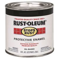 Rust-Oleum Stops Rust Enamel Paint, Oil, Flat, Black, 0.5 pt, 50 to 110 sq-ft Coverage Area