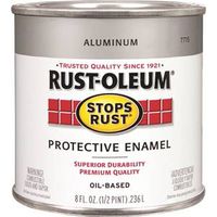 Rust-Oleum Stops Rust Enamel Paint, Oil, Metallic, Aluminum, 0.5 Pt, 80 to 120 Sq-Ft Coverage