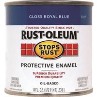Rust-Oleum Stops Rust Enamel Paint, Oil, Gloss, Royal Blue, 0.5 pt, 50 to 90 sq-ft Coverage Area