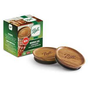 Ball Regular Mouth Mason Jar Lid, Acacia Wood, 3 Pack