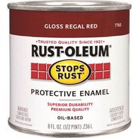 Rust-Oleum Stops Rust Enamel Paint, Oil, Gloss, Regal Red, 0.5 pt, 50 to 90 sq-ft Coverage Area