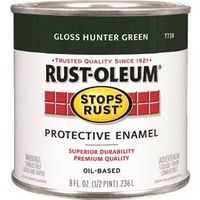 Rust-Oleum Stops Rust Enamel Paint, Oil, Gloss, Hunter Green, 0.5 Pt, 50 to 90 Sq-Ft Coverage Area
