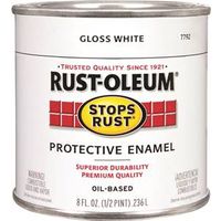 Rust-Oleum Stops Rust Enamel Paint, Oil, Gloss, White, 0.5 Pt, Can, 50 to 90 Sq-Ft Coverage Area