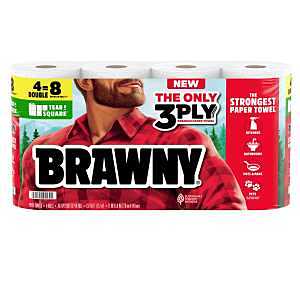Brawny Tear-A-Square Paper Towel Roll, 3-Ply