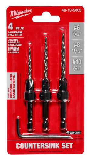 Milwaukee 48-13-5003 Countersink Drill Bit Set, 4-Piece, HSS