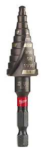 Milwaukee SHOCKWAVE Impact Duty Step Drill Bit, 3/16" to 3/4" Diameter, Spiral Flute, Hex Shank