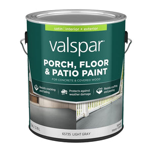 Valspar 49816 Series 009.0065735.007 Porch and Floor Paint, Satin Sheen, Light Gray, 1 gal, 400 sq-ft/gal Coverage Area