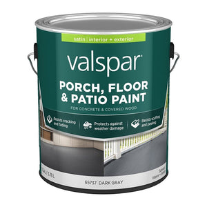 Valspar 49816 Series 009.0065737.007 Porch and Floor Paint, Satin Sheen, Dark Gray, 1 gal, 400 sq-ft/gal Coverage Area