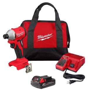 Milwaukee M18 Cordless Impact Driver Kit with Battery, Charger & Carrying Bag 18V 1/4IN HEX