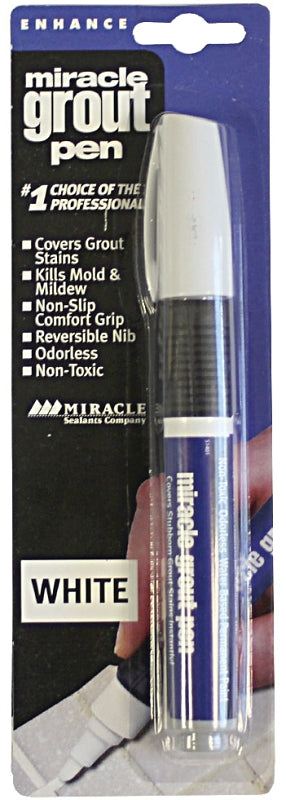 Miracle Sealants GRTPENWHT6 Grout Pen, 175 Linear Ft Coverage, Non-Toxic, White, Reversible Nib