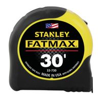 STANLEY 33-730 Measuring Tape, 30 ft L, 1-1/4 in W, Steel Blade, ABS Case, Black/Yellow