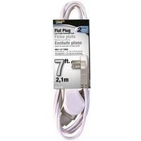 PowerZone OR920607 Extension Cord, 16 AWG, 7 ft, 125 V, White CORD EXT INDR 3OUT16/2X7F