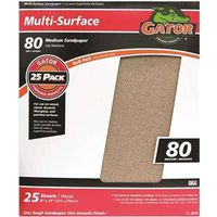 Gator 3265 Sanding Sheet, 11 in L x 9 in W, Aluminum Oxide, 80 Grit, 25 Count