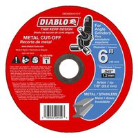 Diablo DBD060045101F Cut-Off Wheel, 6 In Dia, 0.04 In Thick, 7/8 In Arbor, Aluminum Oxide Abrasive