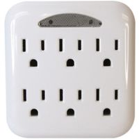 PowerZone OR801105 Outlet Tap, 125V, 6-Outlet, White