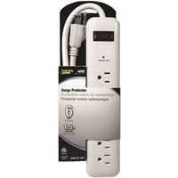 PowerZone OR802013 Surge Protector Power Strip, 125V, 15A, 6-Outlet, 400 Joules, White