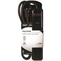 PowerZone OR802225 Surge Protector Tap Strip, 6-Outlet, 1000 Joules Energy, Black