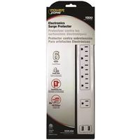 PowerZone OR525106 Surge Protector Power Strip, 6-Outlet, 1800 Joules Energy, White