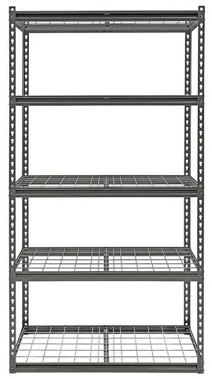 ProSource 310-ORG1505M Boltless Shelving Unit, 5-Shelf, 36 in W x 18 in D x 72 in H, Wire Decking