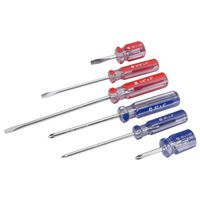 Vulcan SD-SET-1 Screwdriver Set, 6-Piece, Chrome Plated, Blue & Red Handle