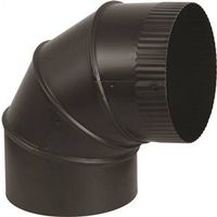 Imperial 90-Degree Stove Pipe Elbow, 7 in, 24 Gauge, Matte Black Steel