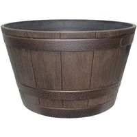 Southern Patio HDR-055433 Planter, 9.1" H, 15.4" W, 15.4" D, Whiskey Barrel Design, Kentucky Walnut