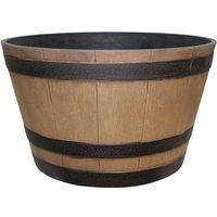 Southern Patio HDR-055471 Planter, 22.24 in W, Round, Whiskey Barrel Design, Natural Oak