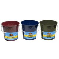 Tiki Lavish Woodland Wax Bucket Candle - Citronella, 35 Hr Burn Time, 17 Oz, Army Green/Burgundy/Nav
