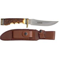 Schrade 153UH Fixed Blade Knife, 5 in L Blade, 7Cr17MoV High Carbon Stainless Steel, Brown Handle