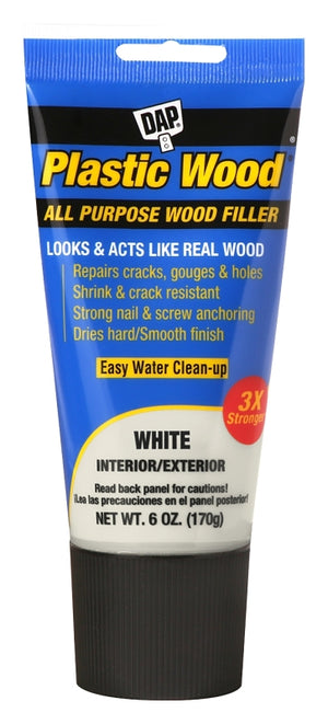 DAP COLORmaxx Wood Filler Paste, Slight, White, 6 oz Tube