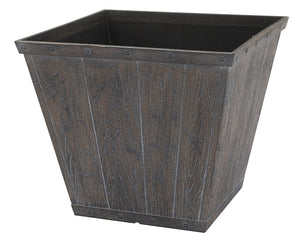 Landscapers Select S17050410-01-A Square Barn Planter, 8-1/2 in H, 10 in W, Square, High-Density Resin, White Wash