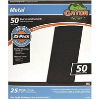 Gator 3292 Sanding Sheet, 11 in L, 9 in W, Coarse, 50 Grit, Emery Abrasive, Cloth Backing