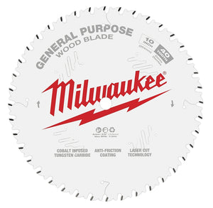 Milwaukee 48-40-1024 Circular Saw Blade, 10 In Dia, 5/8 In Arbor, 40 Teeth, Carbide Cutting Edge