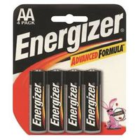 Energizer E91 Series E91BP-4 Battery, 2850 mAh, AA Alkaline Battery, 4/PK