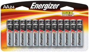 Energizer E91 AA Alkaline Battery, 1.5V, 2779 mAh, Black, 24 Pack (E91BP-24)