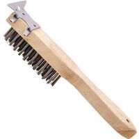 ProSource Wire Brush with Scraper, 2.875 in L Trim, Metallic Bristle, 1 in W Brush, 11.5 in OAL