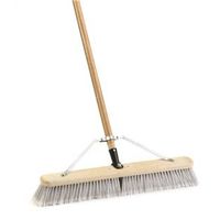 Simple Spaces 93150 Push Broom, 24 in Sweep Face, 60 in L, Fine Flagged Synthetic Bristle, Gray