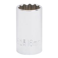 Vulcan MT6182141 Drive Socket, 16 mm, 1/2 in Drive, 12-Point, Chrome Vanadium Steel