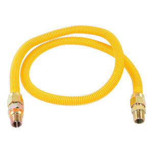 Eastman Gas Connector, 3/8 x 1/2 in, FIP x MIP, Stainless Steel, 48 in L, 5/8 in OD (30YE50V048B)