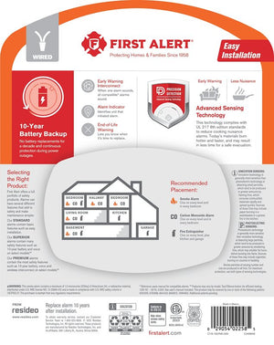 First Alert 1046848 Smoke Alarm, Ionization Sensor, 85 dB, Audible & Visual, White