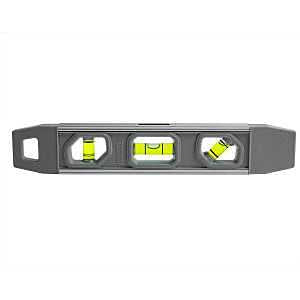 Johnson 1405-0900 Torpedo Level, 9 in L, 3-Vial, Magnetic, Aluminum/Rubber, Gray