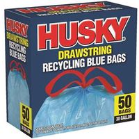 Husky HK30DS050BU Trash Bag, 30 Gal Capacity, Drawstring, Blue, 25 Count