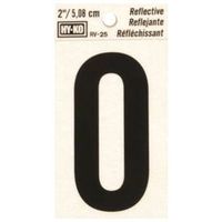 Hy-Ko Reflective Letter 'O', 1.5 in W x 3 in H, Black Vinyl (RV-25/O)