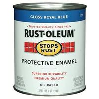 Rust-Oleum Stops Rust Enamel Paint, Oil-Based, Gloss, Royal Blue, 1 qt, Covers 50-90 sq ft